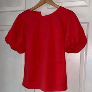 Chic Orange Puff Sleeve Blouse